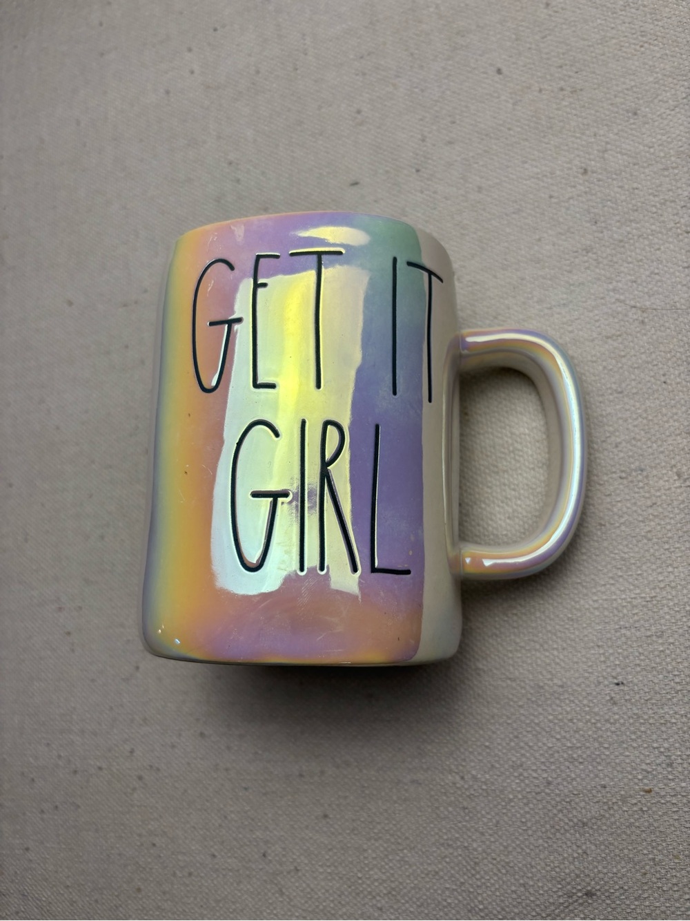 Rae Dunn Iridescent Rainbow "Get It Girl" Mug